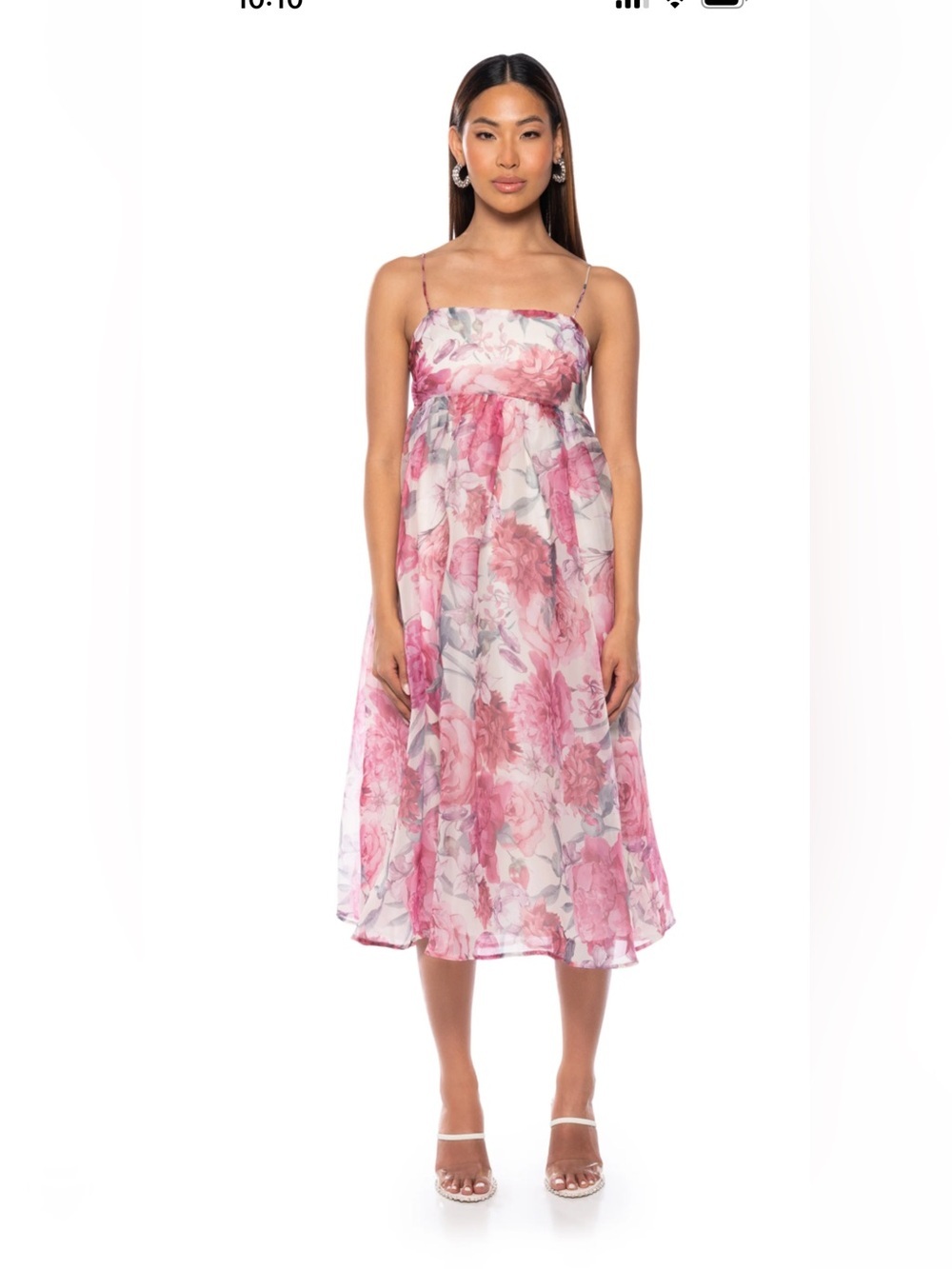 Storia pink floral midi length baby doll dress Small